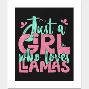 Just A Girl Who Loves Llamas Farmer Gift graphic Posters and Art